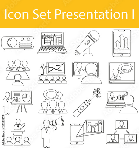 Drawn Doodle Lined Icon Set Presentation I