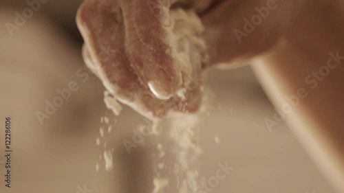 Macking pizza in slow motion