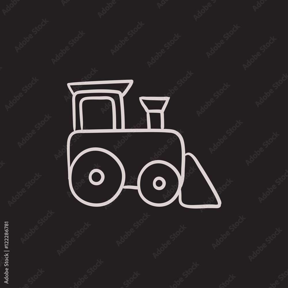 Toy train sketch icon.