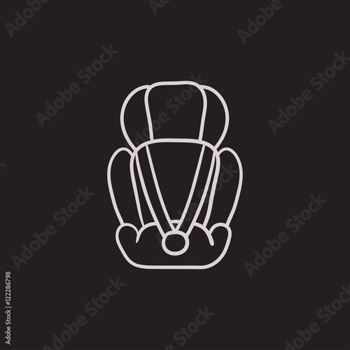Baby car seat sketch icon.