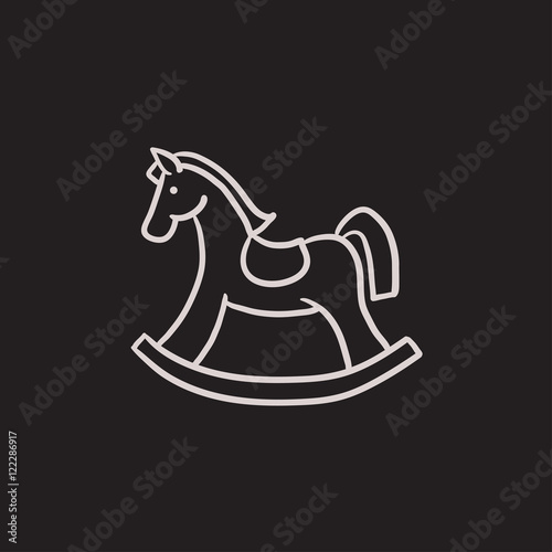 Rocking horse sketch icon.