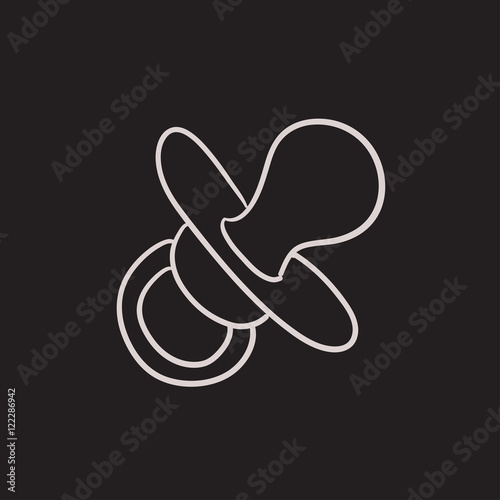 Baby pacifier sketch icon.
