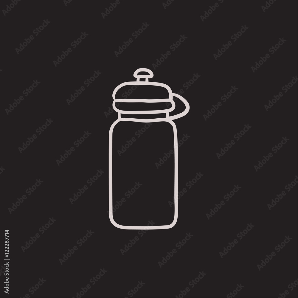 Sport water bottle sketch icon. Sport water bottle sketch icon.