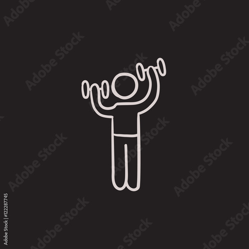 Wallpaper Mural Man exercising with dumbbells sketch icon. Torontodigital.ca