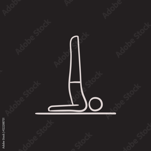 Man practicing yoga sketch icon.