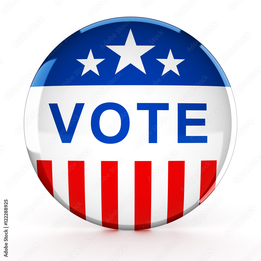 Vote button in red, white, and blue with stars - 3d rendering Vote button in red, white, and blue with stars - 3d rendering