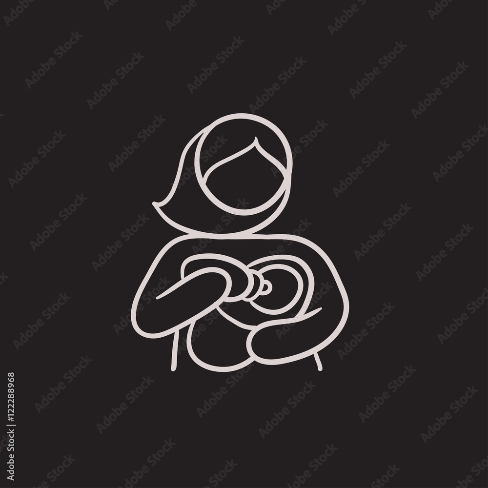 Woman nursing baby sketch icon. Woman nursing baby sketch icon.