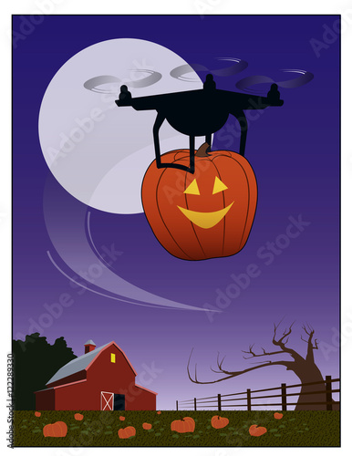 Haunted Drone / A drone carries off a jack o lantern.