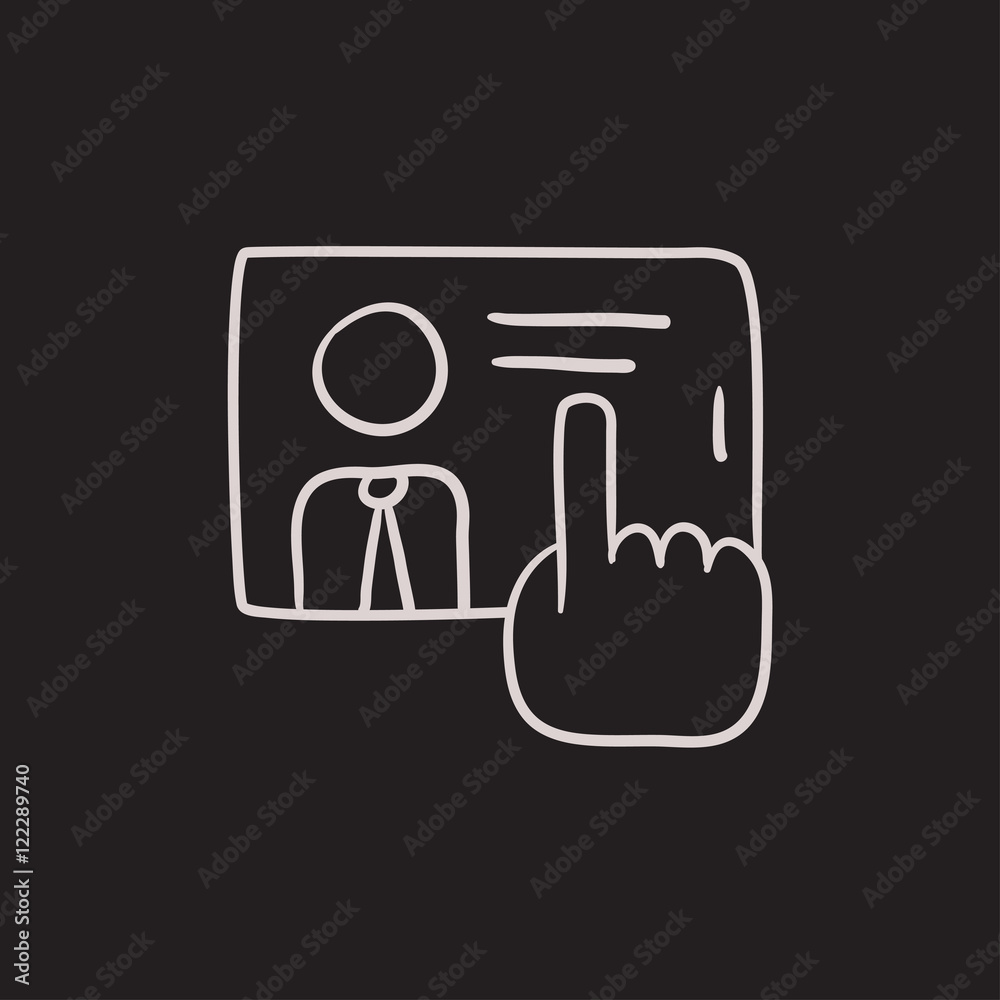 Hand touching screen sketch icon. Hand touching screen sketch icon.