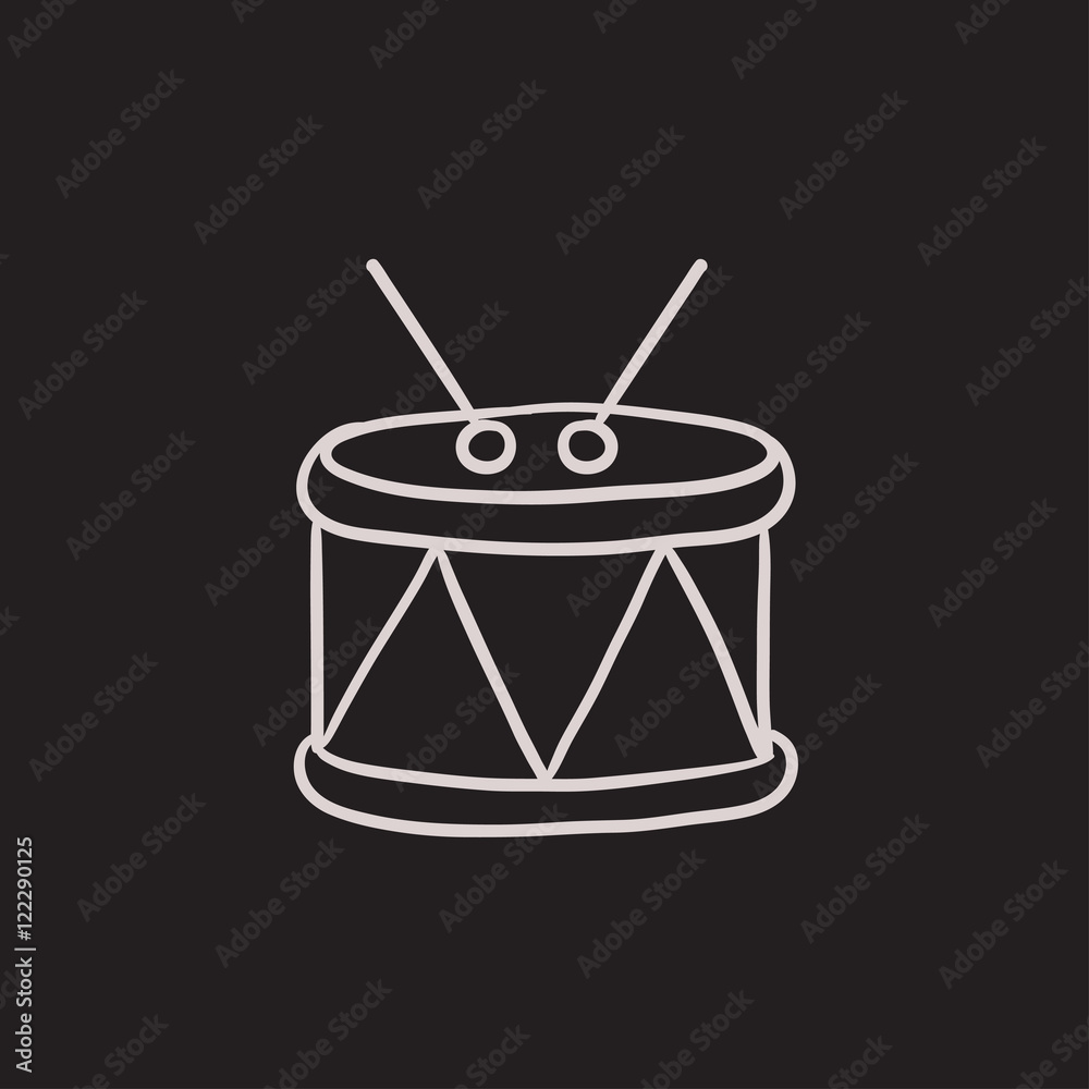 Drum with sticks sketch icon. Drum with sticks sketch icon.