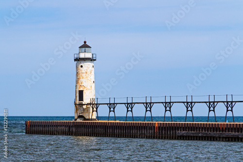 The Lighthouse at Manistee, Michigan on Lake Michigan photo