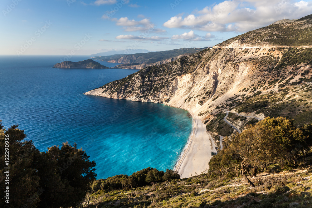 Fototapeta premium Sea Evening View Myrtos Beach, Kefalonia, Ionian Sea, Greece