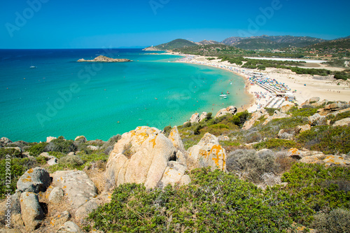 Panorama of Chia coast, Sardinia, Italy.