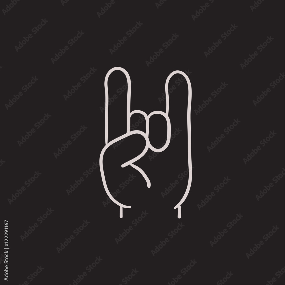 Rock and roll hand sign sketch icon. Rock and roll hand sign sketch icon.