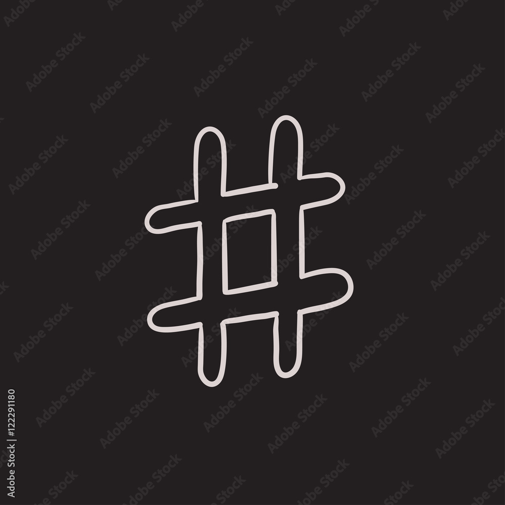 Obraz premium Hashtag symbol sketch icon.