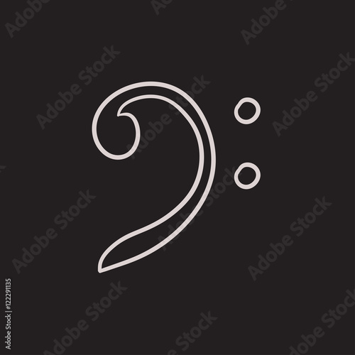 Bass clef sketch icon.