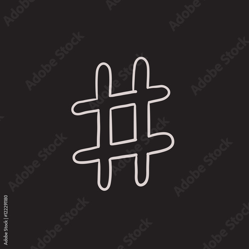 Hashtag symbol sketch icon.