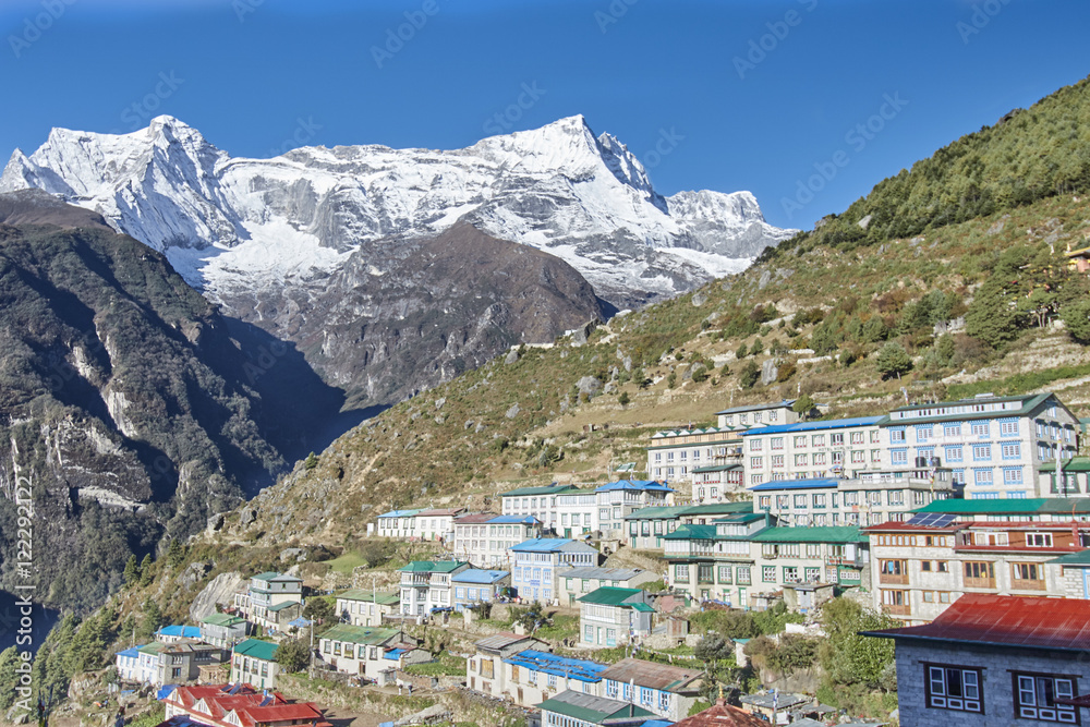 Naklejka premium Mountains by Namche Bazaar, Nepal