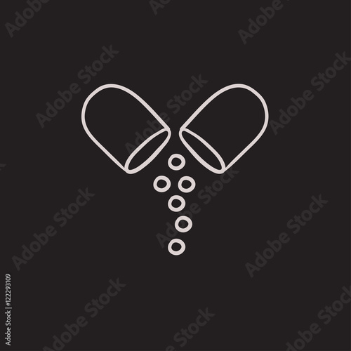 Capsule pill sketch icon.