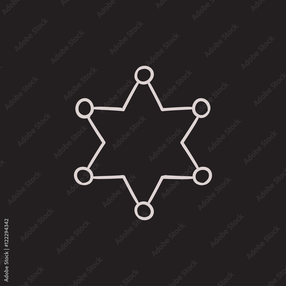 Police star sketch icon. Police star sketch icon.