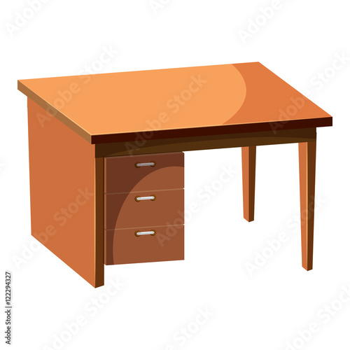 Computer desk icon in cartoon style isolated on white background. Furniture symbol vector illustration