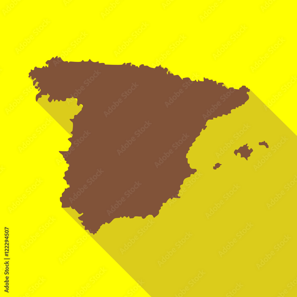 Obraz premium Map of Spain icon in flat style with long shadow. Territory symbol vector illustration