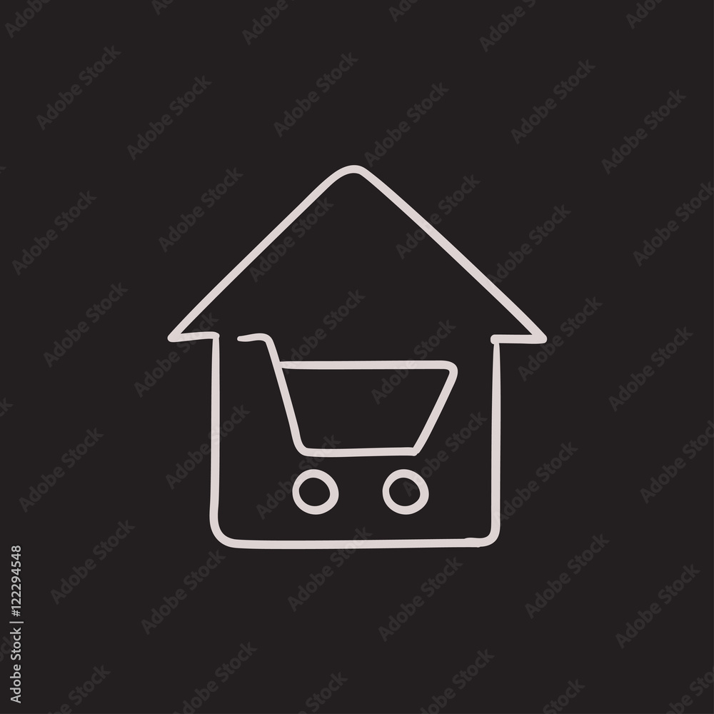 House shopping sketch icon.