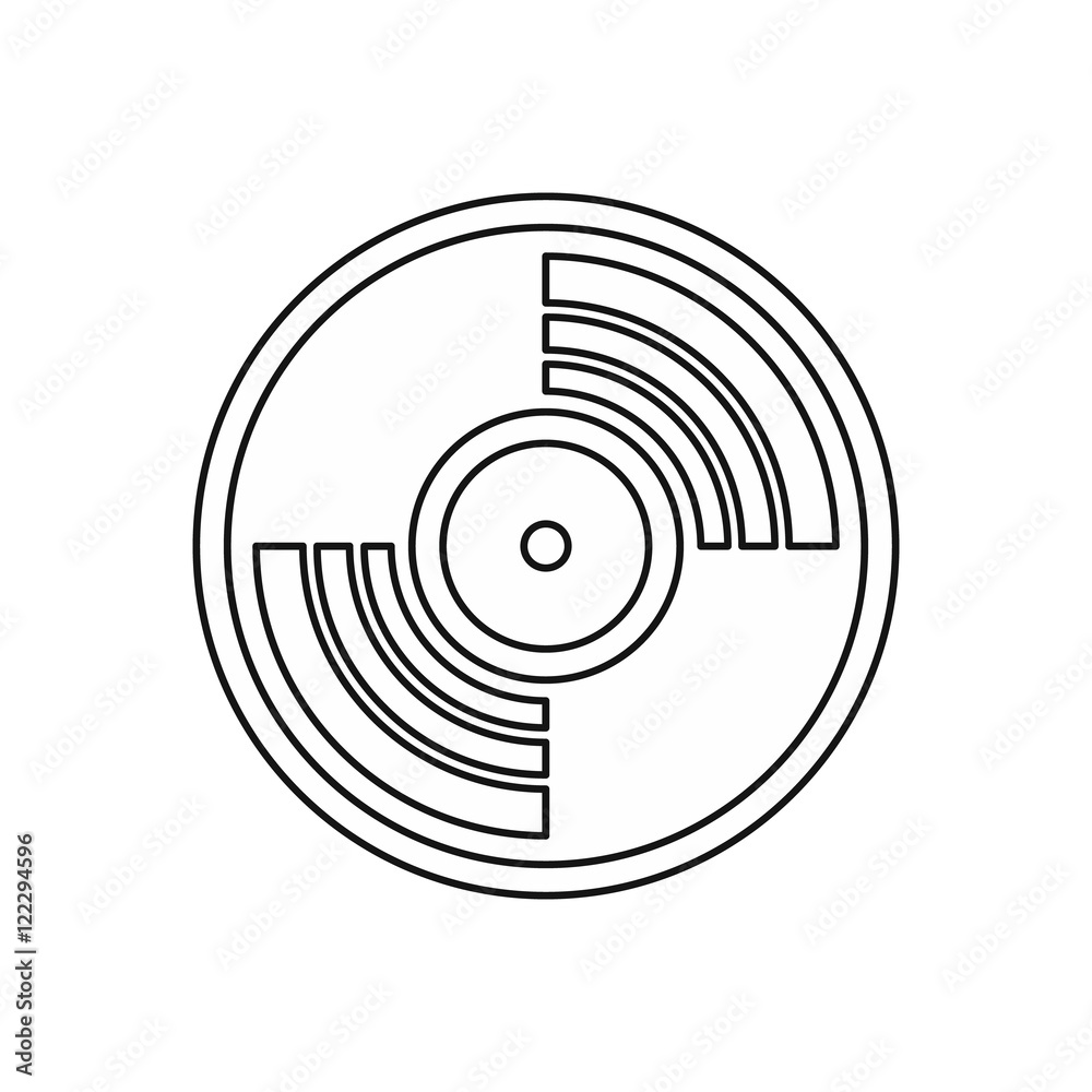 Vinyl music record icon in outline style isolated on white background vector illustration Vinyl music record icon in outline style isolated on white background vector illustration