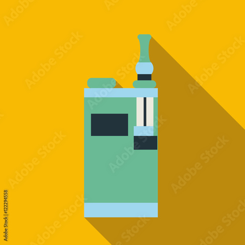 Electronic cigarette with display icon in flat style with long shadow. Smoking symbol vector illustration