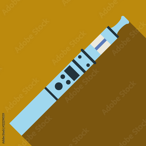 Ultra modern electronic cigarette icon in flat style with long shadow. Smoking symbol vector illustration