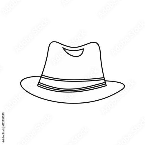 Men hat icon in outline style isolated on white background vector illustration