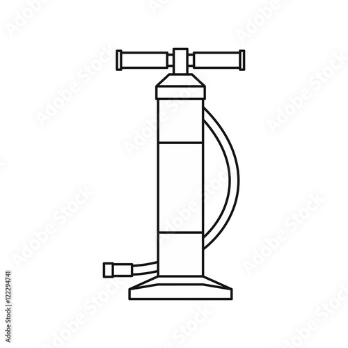 Hand bicycle or car pump icon in outline style isolated on white background vector illustration