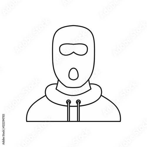 Man in balaclava mask icon in outline style isolated on white background vector illustration