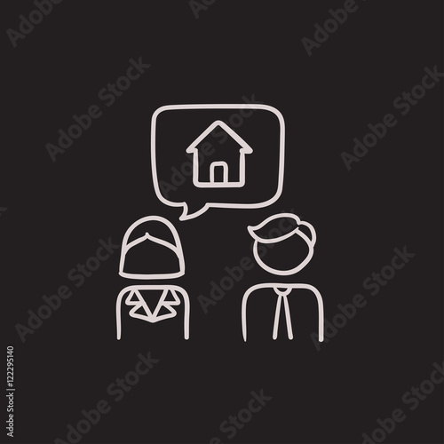 Couple dreaming about house sketch icon. © Visual Generation