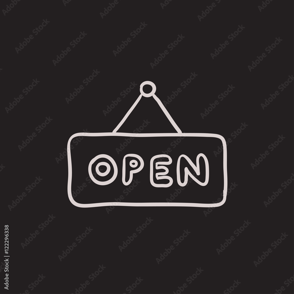 Open sign sketch icon. Open sign sketch icon.