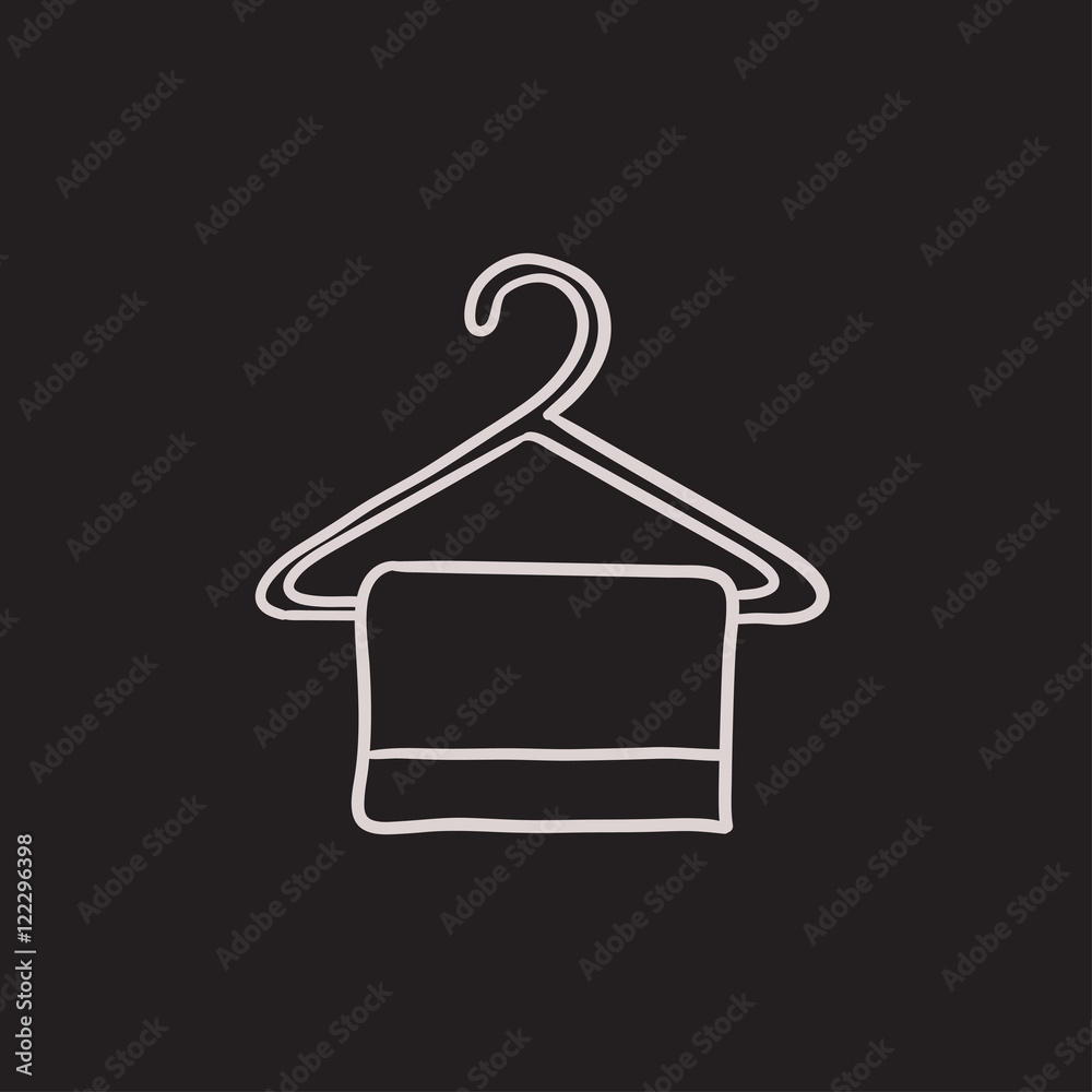Towel on hanger sketch icon.