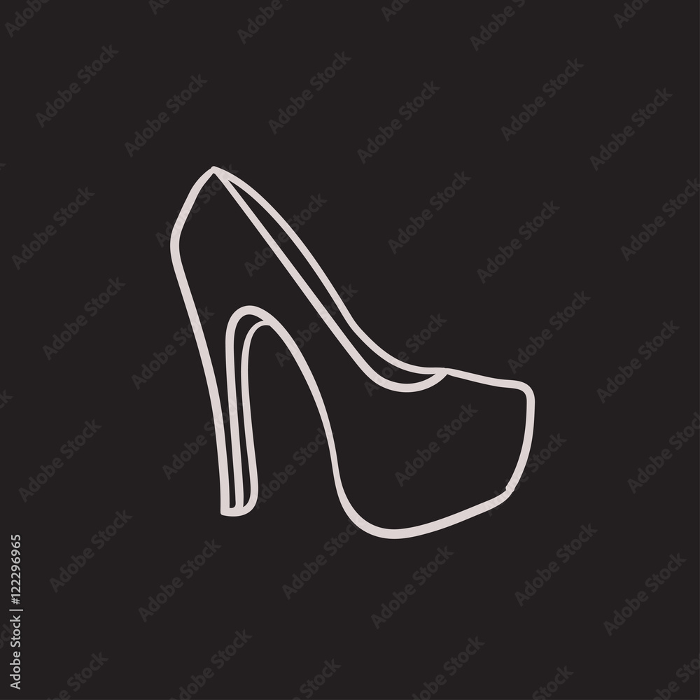 High heel shoe sketch icon. High heel shoe sketch icon.