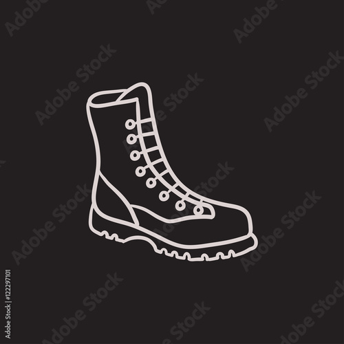 Boot with laces sketch icon.