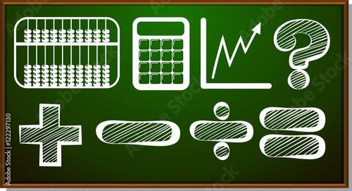 Math symbols on blackboard