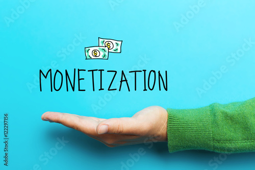 Monetization concept with hand