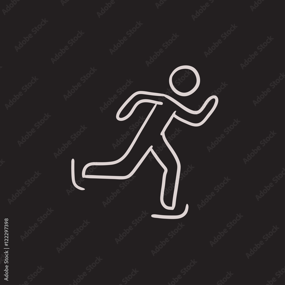 Speed skating sketch icon.