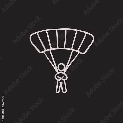 Skydiving sketch icon.