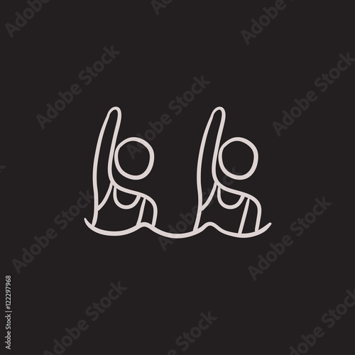 Synchronized swimming sketch icon.