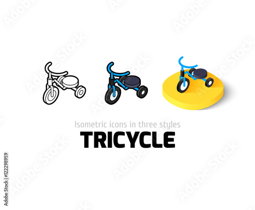 Tricycle icon in different style