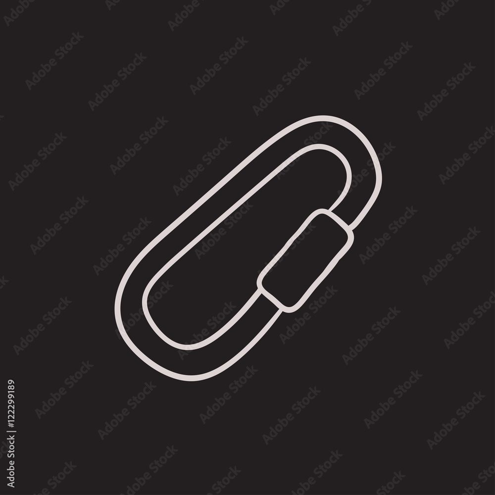 Climbing carabiner sketch icon. Climbing carabiner sketch icon.