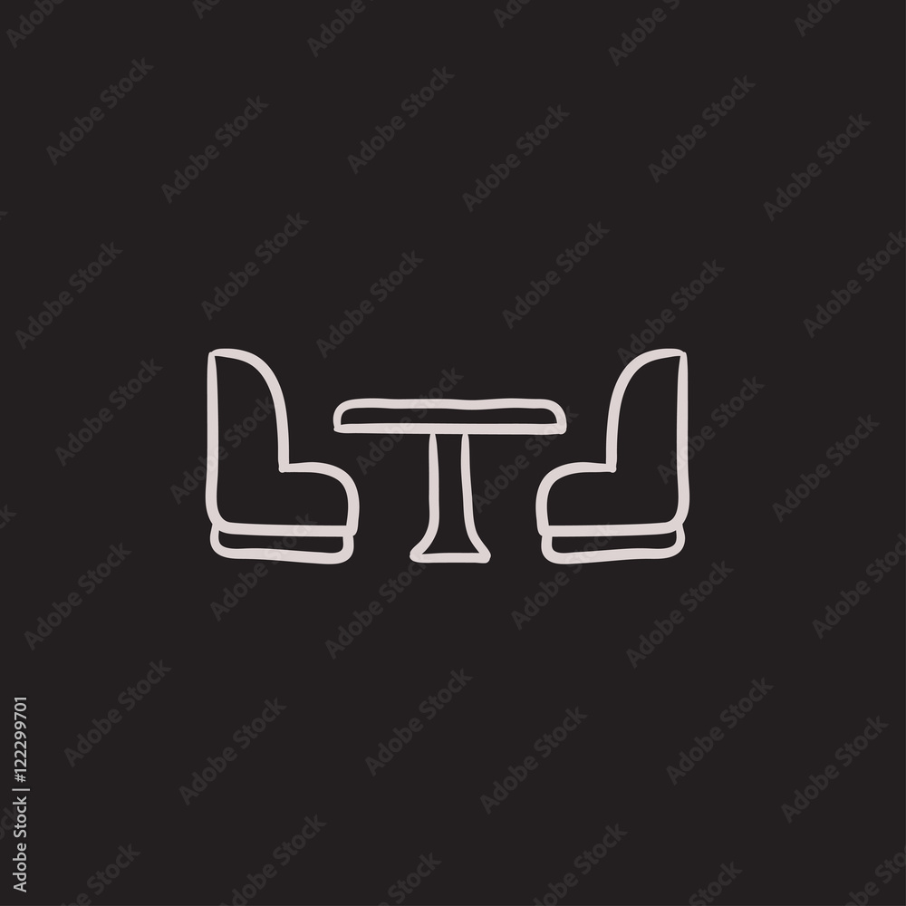 Camping van interior with seating sketch icon. Camping van interior with seating sketch icon.