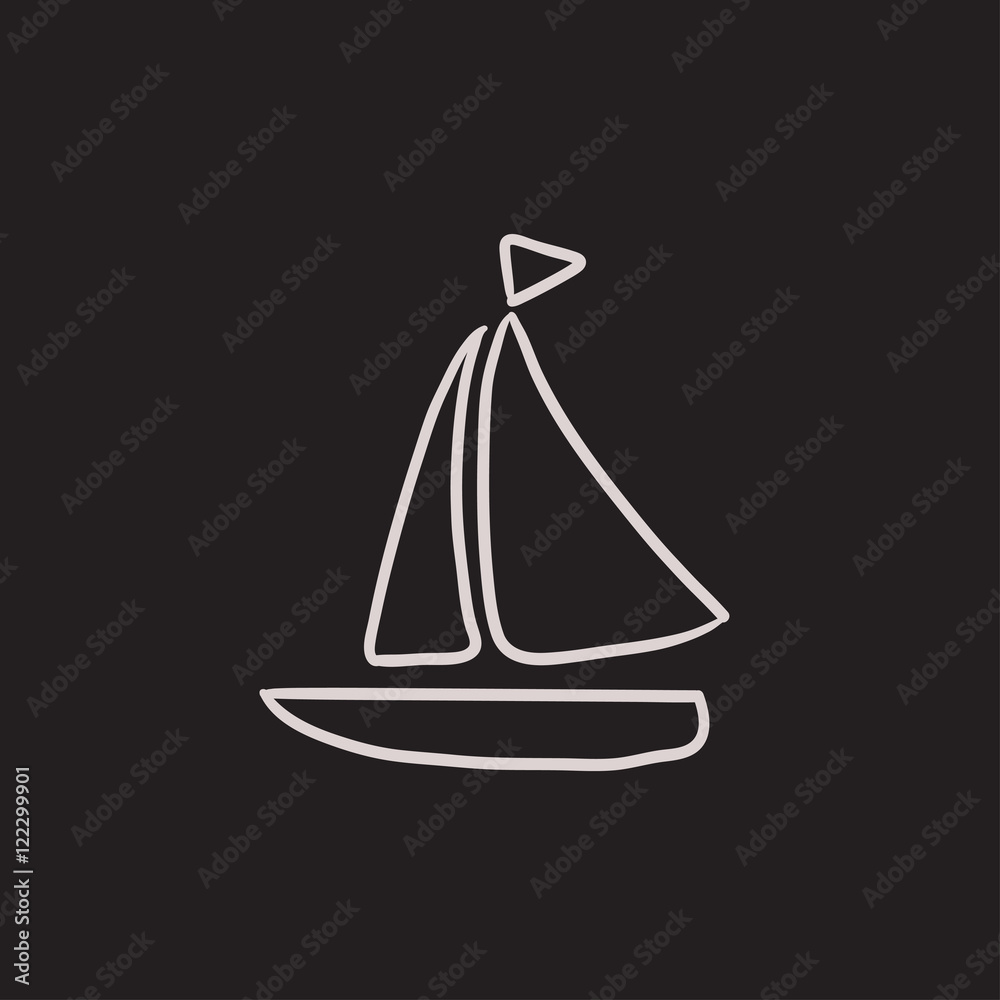 Sailboat sketch icon.