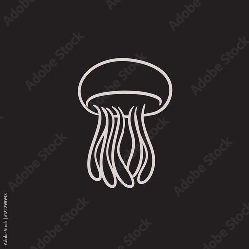 Jellyfish sketch icon.