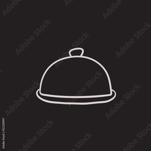 Restaurant cloche sketch icon.