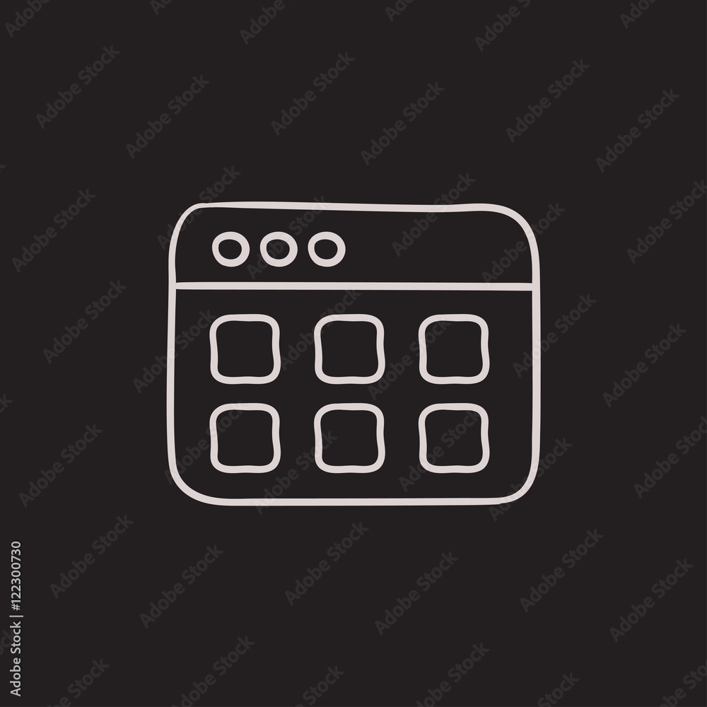 Browser window with folders sketch icon. Browser window with folders sketch icon.